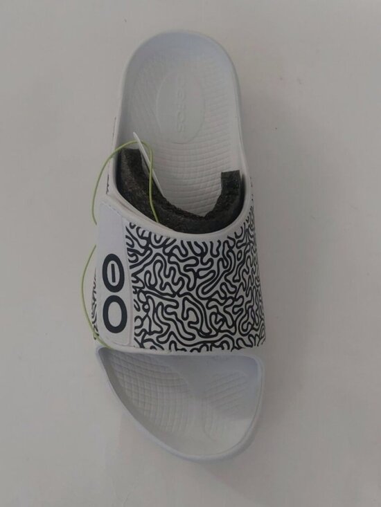 White Labyrinth OOFOS Ooahh Sport Flex Slide Mens Size 11 Womens 13 Sandals Shoe main image 6